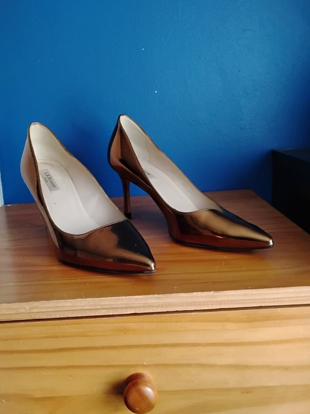 L.K. Bennett gold bronze pump 11